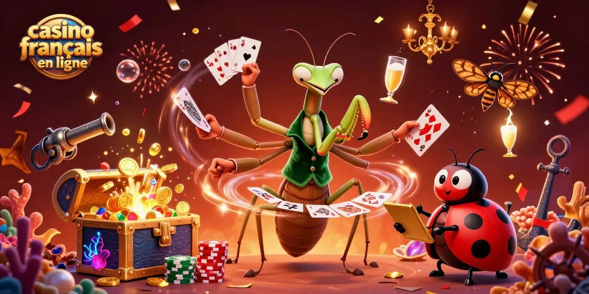 Jouez à des jeux passionnants sur casino français en ligne avec un croupier manchot et une ambiance festive.