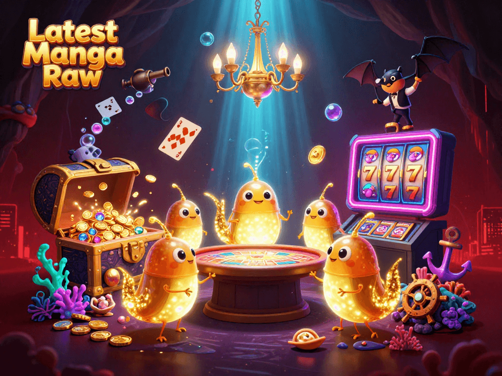 Experience the vibrant excitement of Latest Manga Raw in this dynamic casino scene with animated characters and rich game elements.