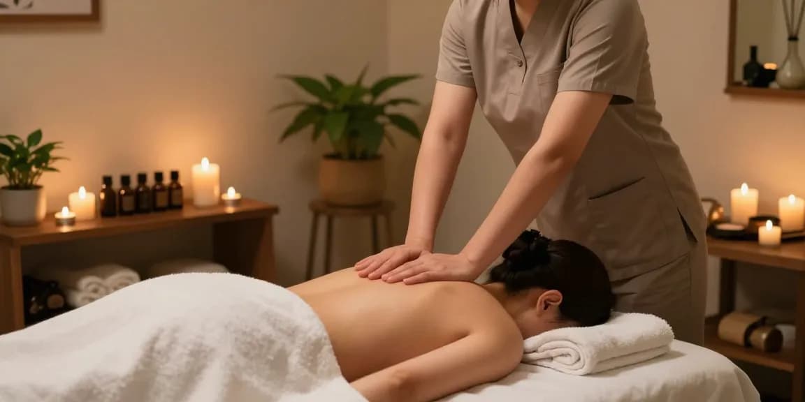 Swedish massage session in a serene therapy studio, showcasing relaxation and rejuvenation.