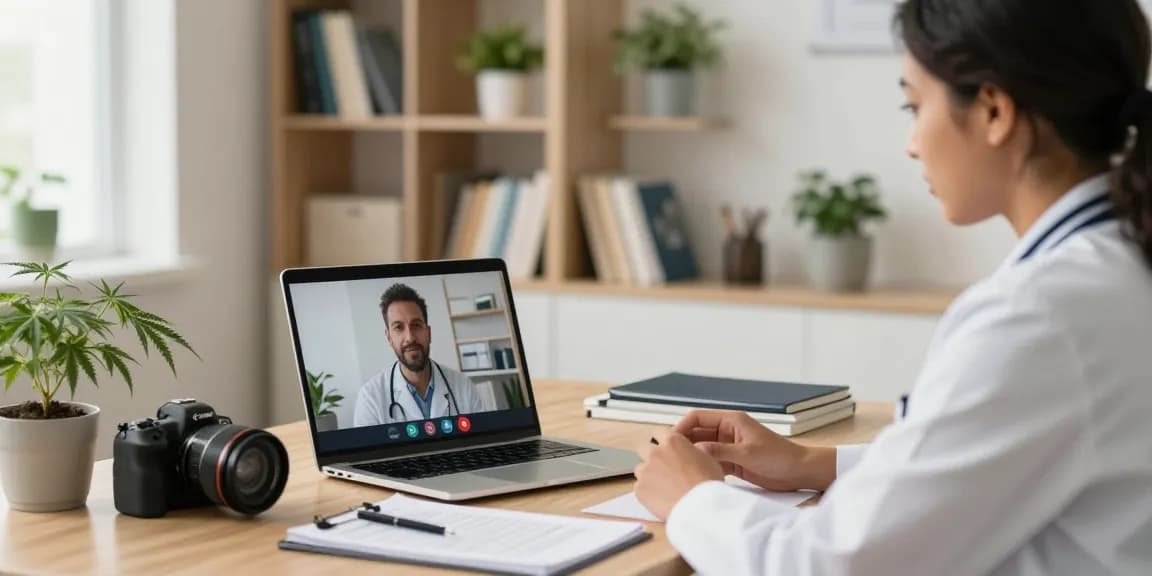 Medical marijuana card online consultation with a healthcare professional in a welcoming environment.