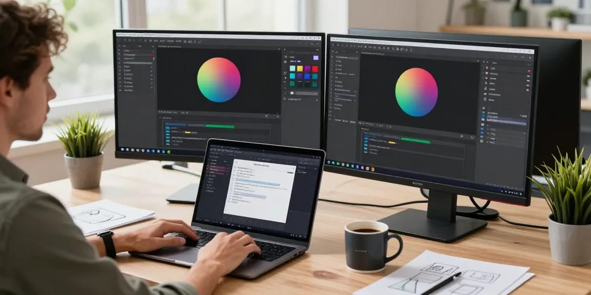 Efficient screenshot tool download process on modern tech workspace with Snipaste interface displayed on multiple monitors.