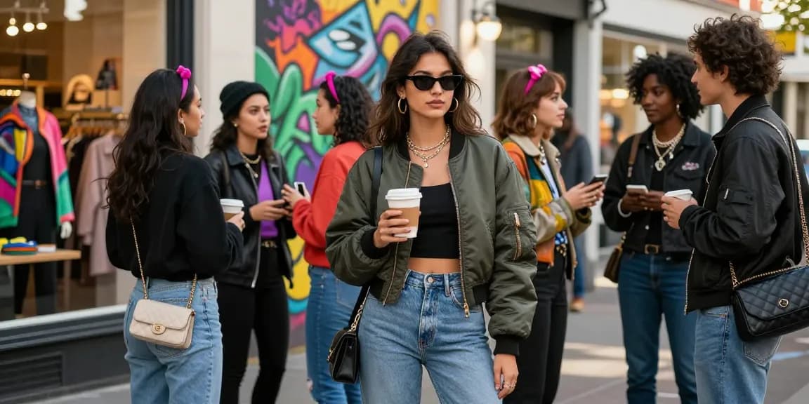 Stylish individuals in trendy outfits enjoying urban fashion scene at https://shs-dome5.com/ with vibrant street art backdrop.