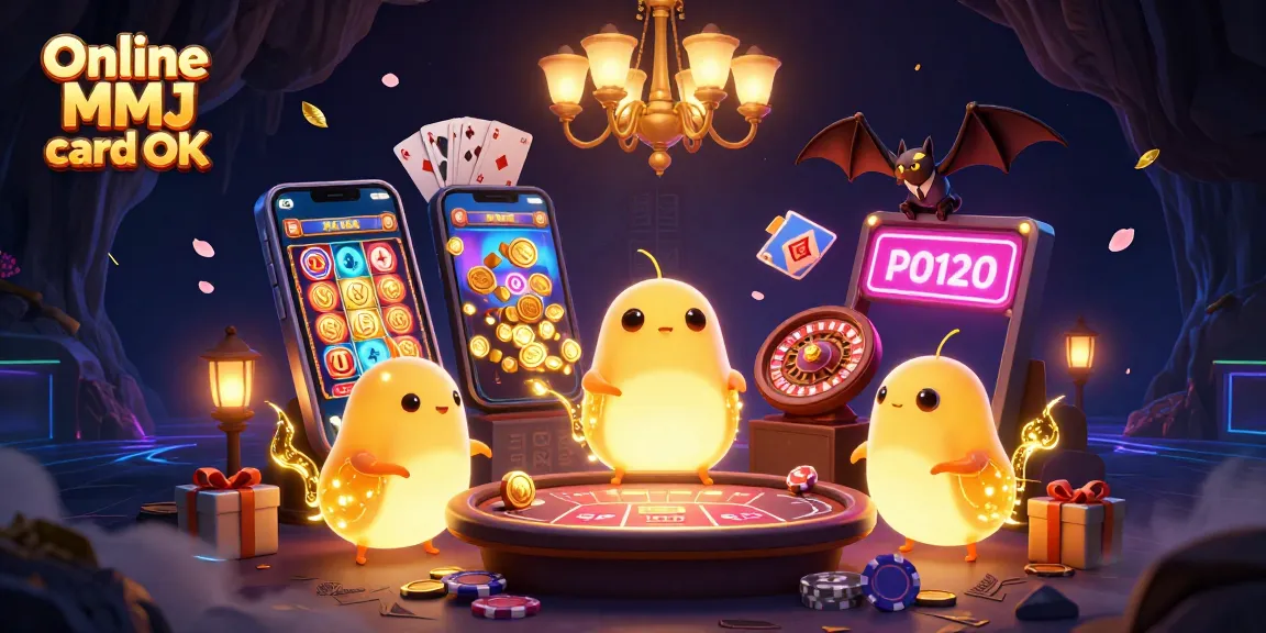Experience the excitement of winning with Online MMJ card OK in a vibrant cartoon casino scene.