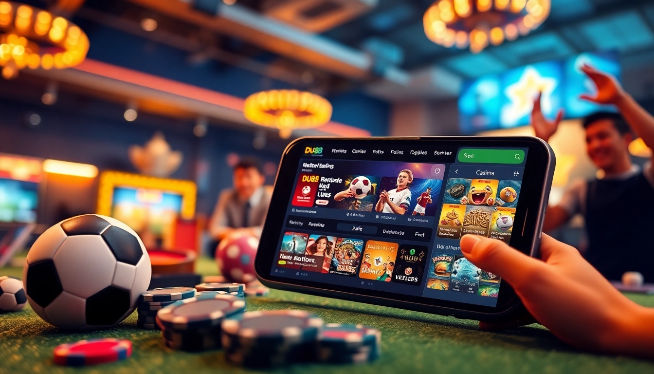 Exciting online gambling experience with the DU88 mobile app showcasing sports and casino games.
