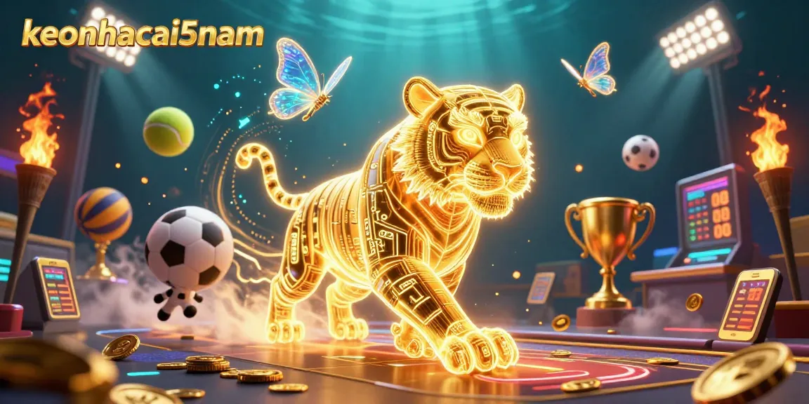 Experience exciting sports betting with keonhacai5nam, featuring dynamic sports elements in a digital casino.