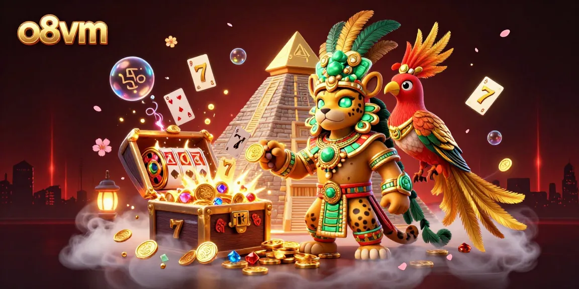 Experience thrilling gaming at o8vm with an immersive 3D Mayan casino scene filled with treasures.