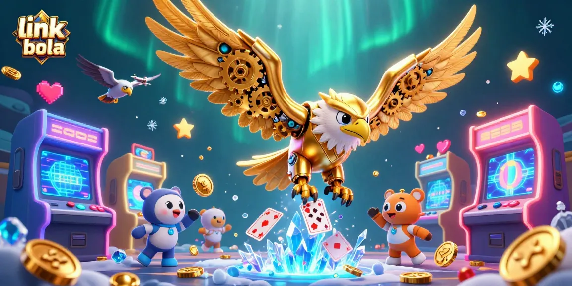 Engage with thrilling action on link judi bola as a golden eagle dives through holographic cards.