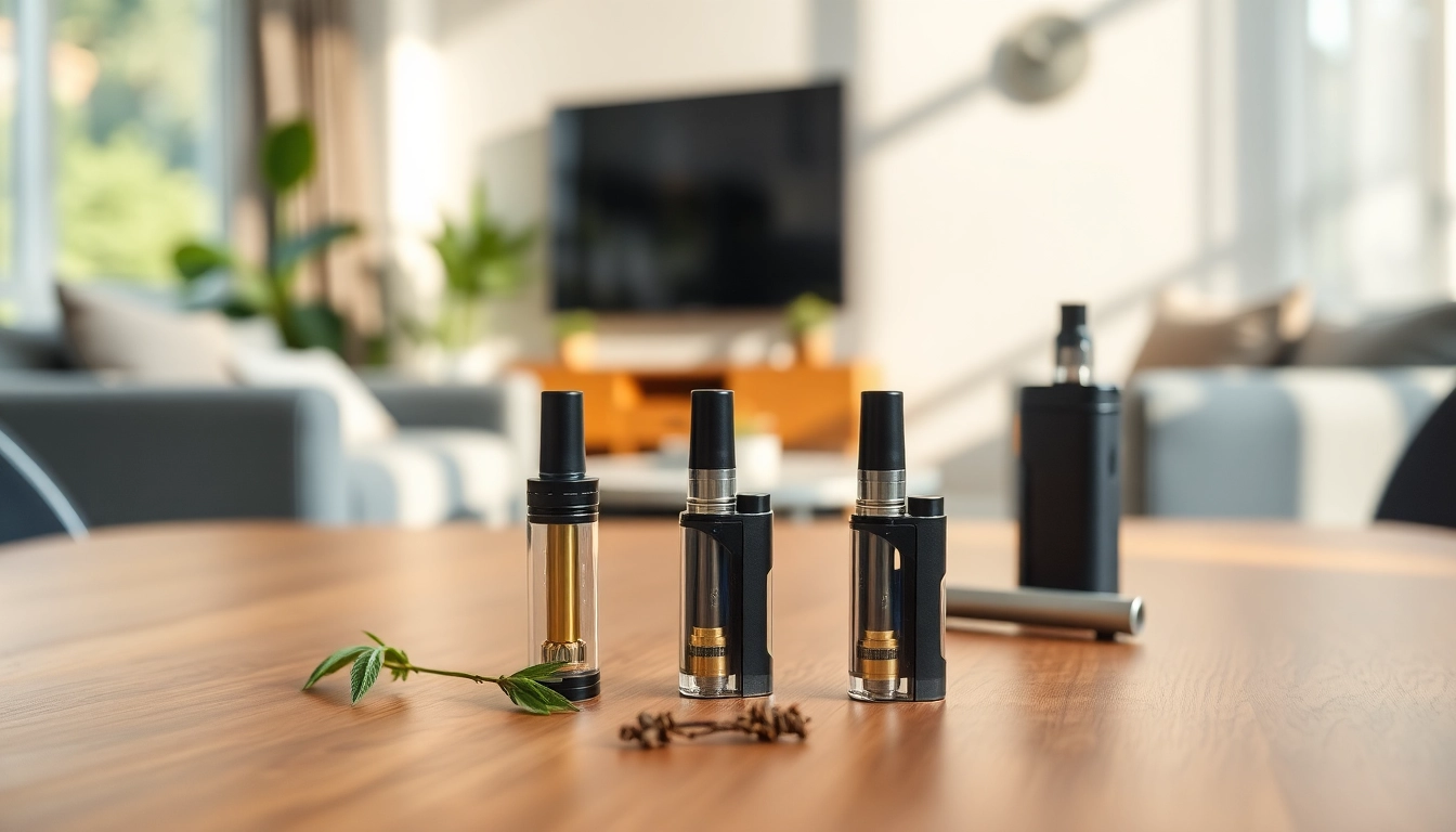 Engaging display of vape cartridges showcasing their elegant designs and textures.