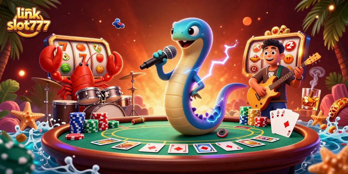 Link slot777 mempersembahkan ilustrasi kasino bawah laut yang penuh warna dan dinamis.