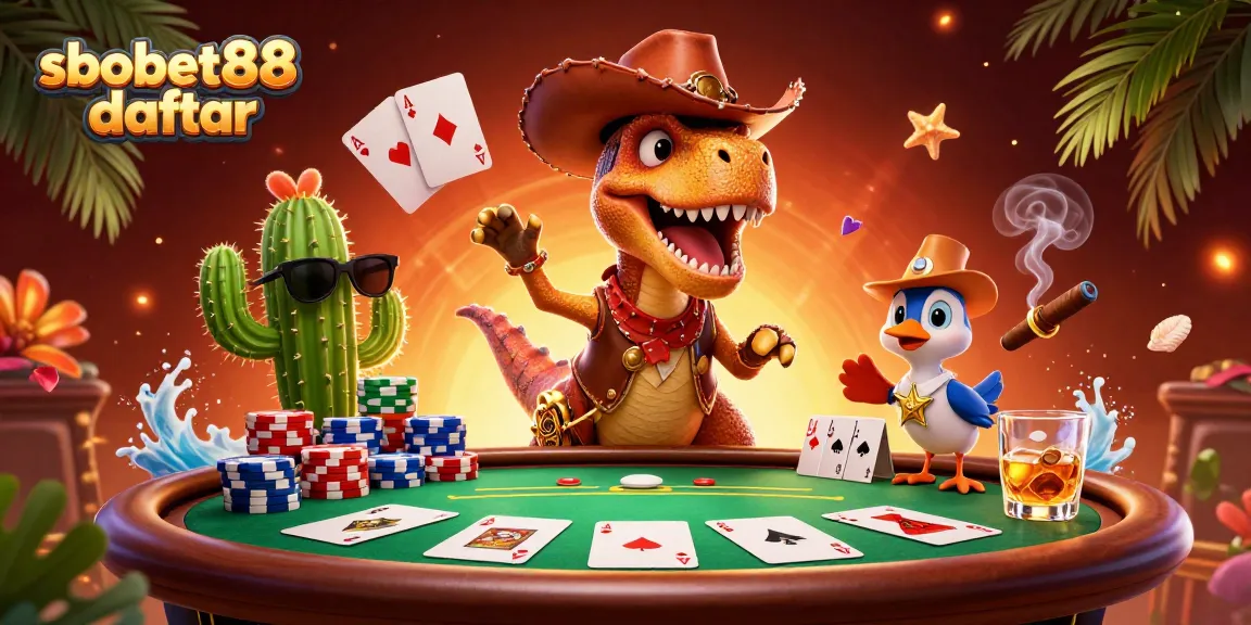 Exclusive sbobet88 daftar poker scene showcasing animated characters engaging in high-stakes betting fun