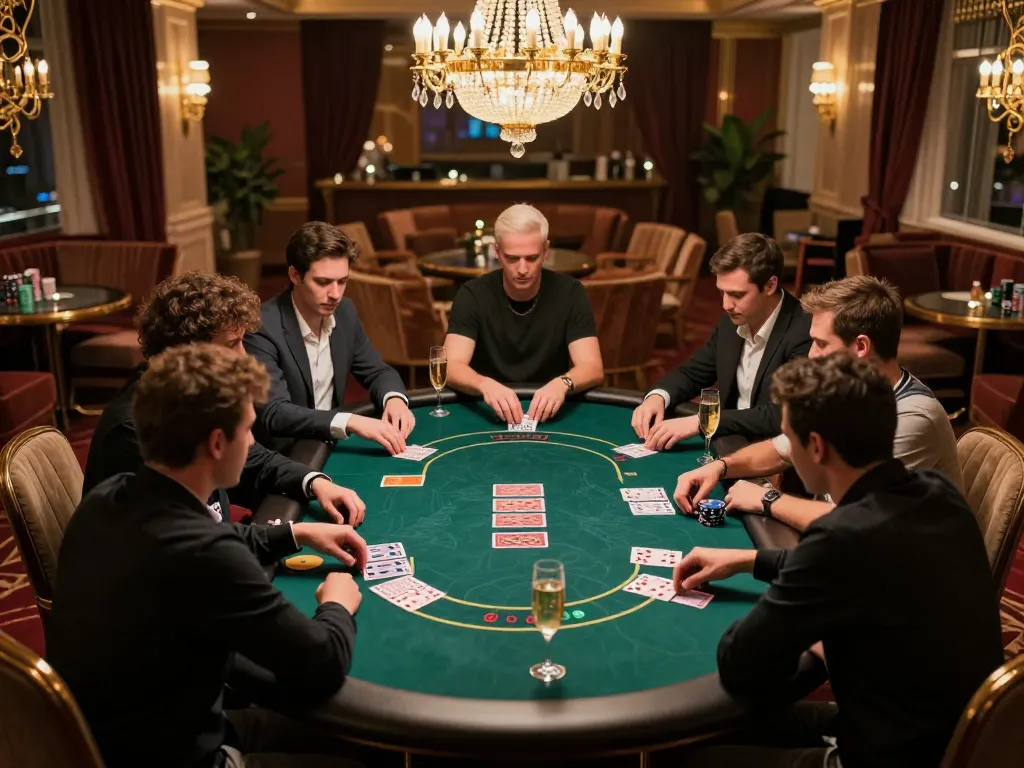 The VIP experience at vipwin79 with players enjoying a luxurious poker game in an elegant setting.
