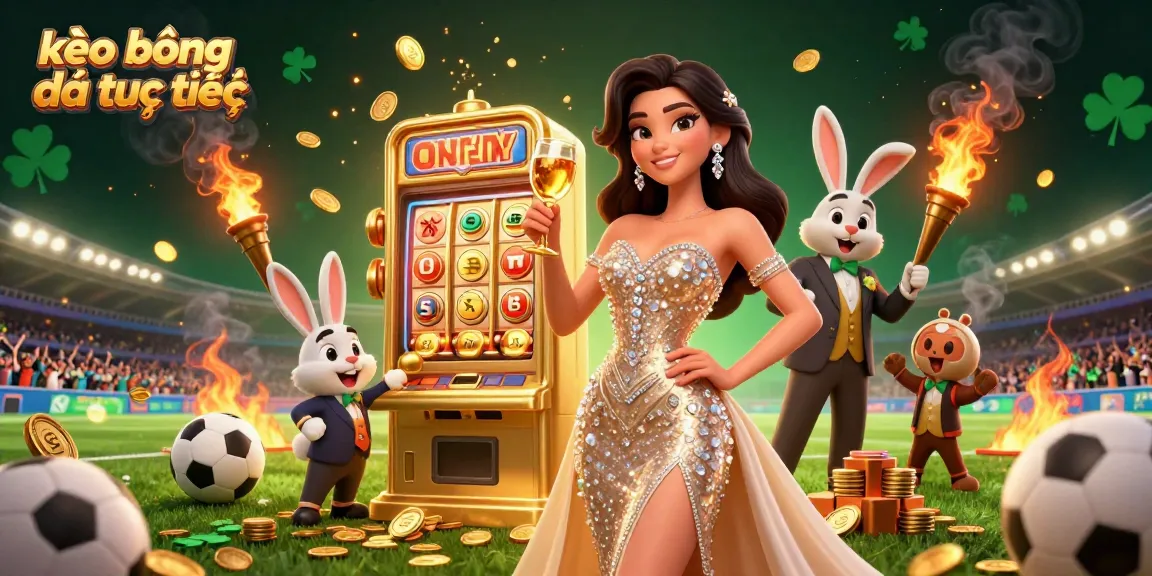 Experience kèo bóng đá trực tuyến with dynamic betting action and vibrant casino elements in this 3D illustration.