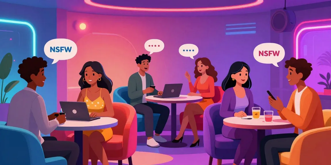 Engaging NSFW chat avatars interacting in a vibrant virtual environment, showcasing dynamic conversations and playful interactions.