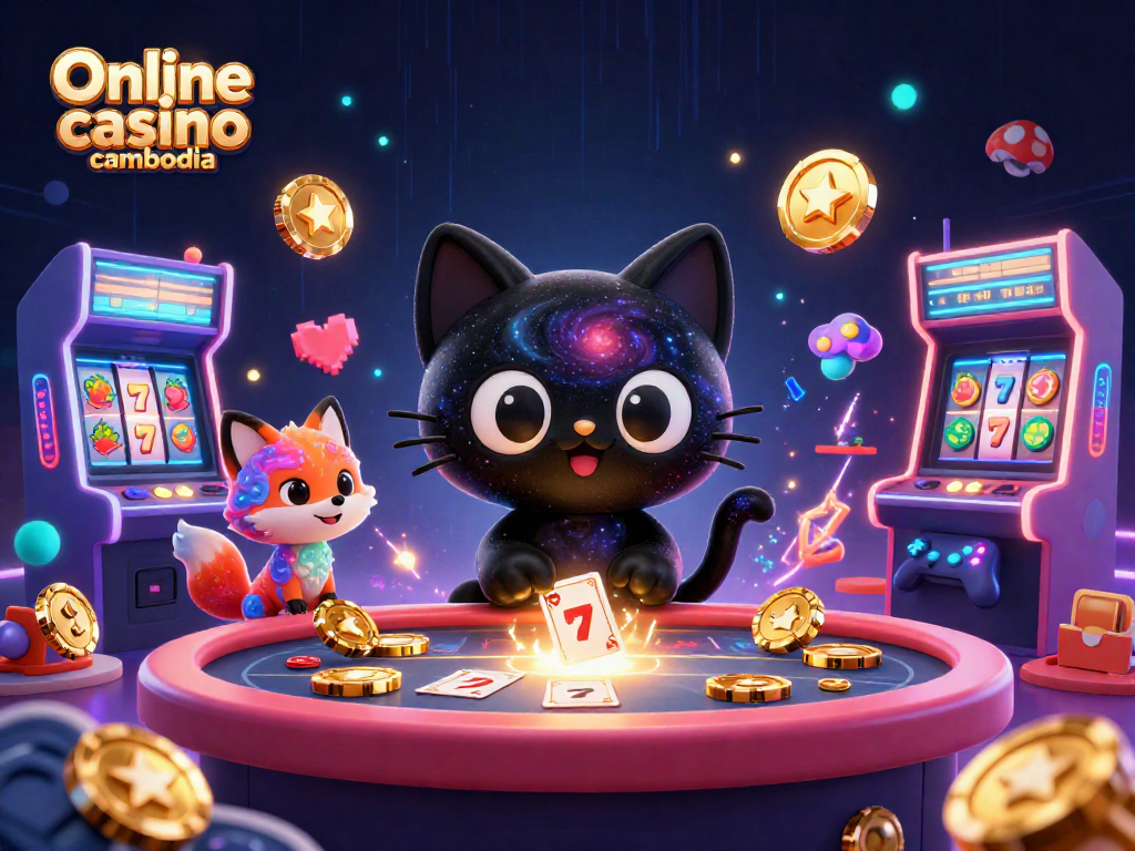 Online casino cambodia scene showcasing a cosmic table with vibrant gaming elements and characters