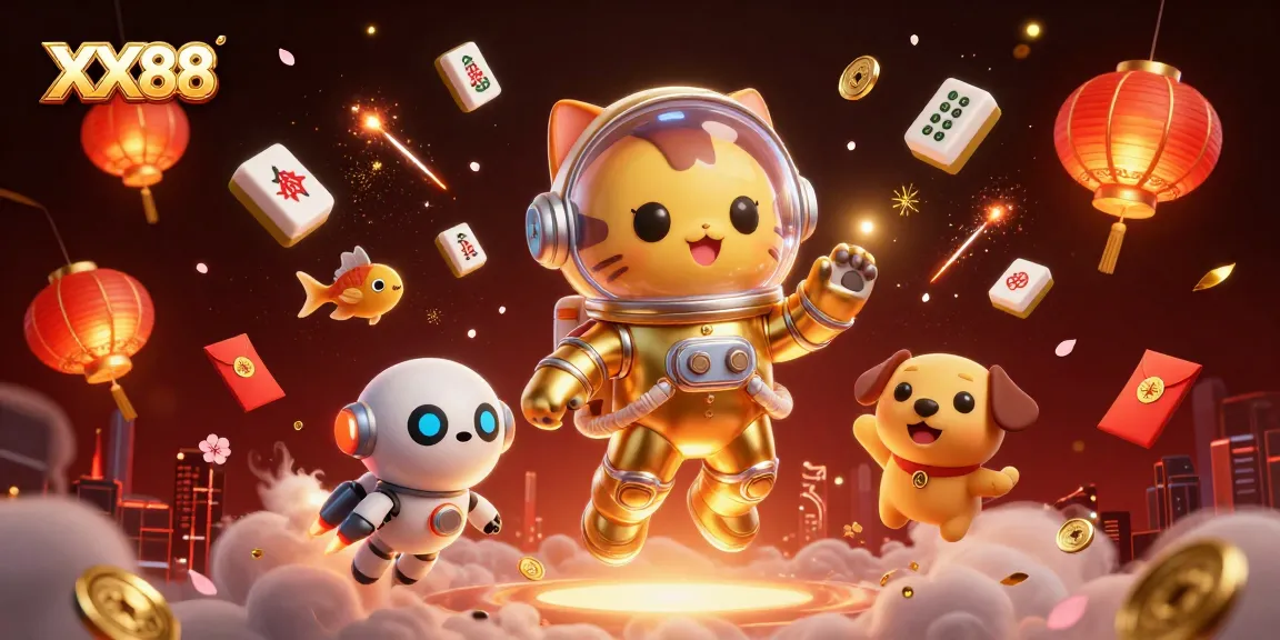 Engage with the thrilling gameplay at XX88 as a cartoon cat astronaut savors a cosmic adventure filled with golden treasures.