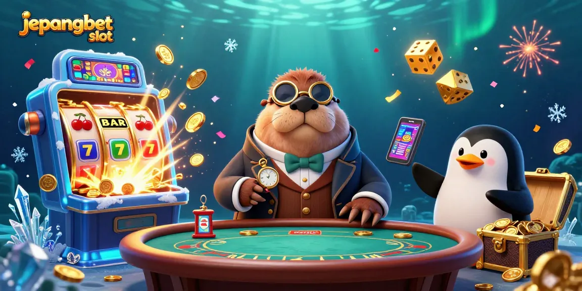 Experience exciting gameplay with Jepangbet slot and dynamic characters set in a vibrant casino scene.
