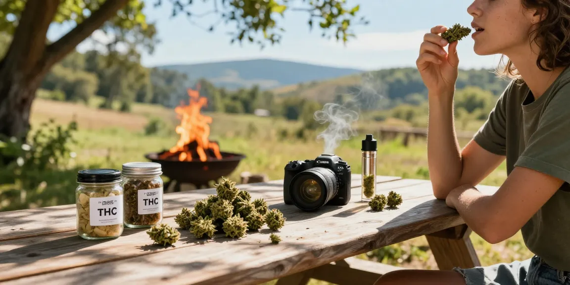 Enjoying moonrocks and cannabis products in a serene outdoor setting