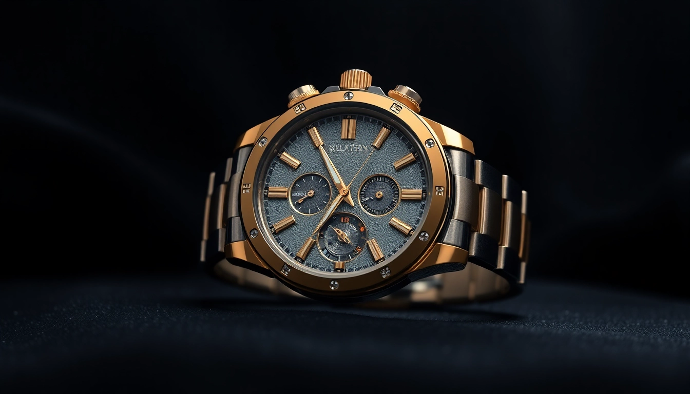 Admire the luxurious features of a replica watch with intricate details and metallic textures.