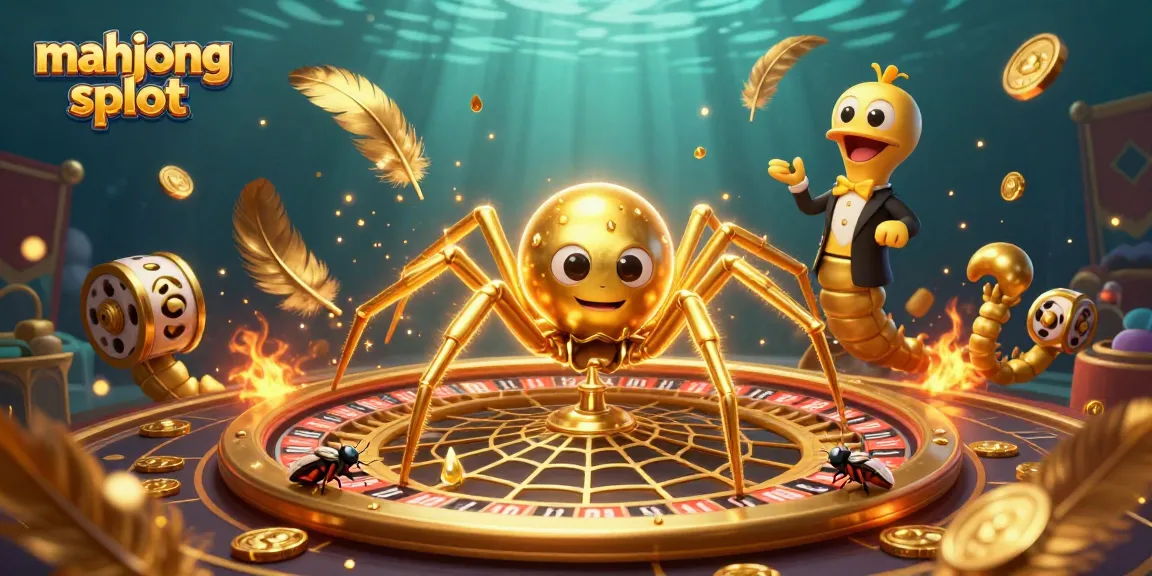 Experience the excitement of mahjong slot with a thrilling spider and croupier in action.