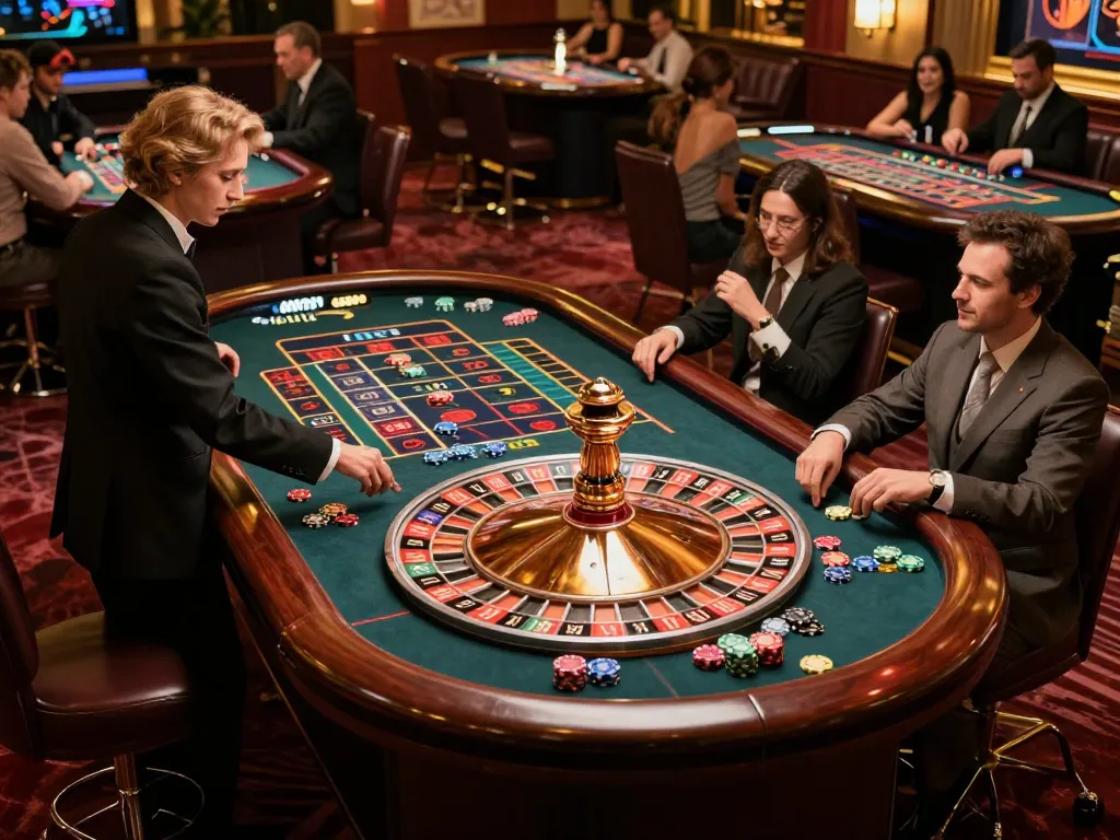 Players engaging with the roulette wheel at O8 casino, highlighting vibrant casino atmosphere and action.