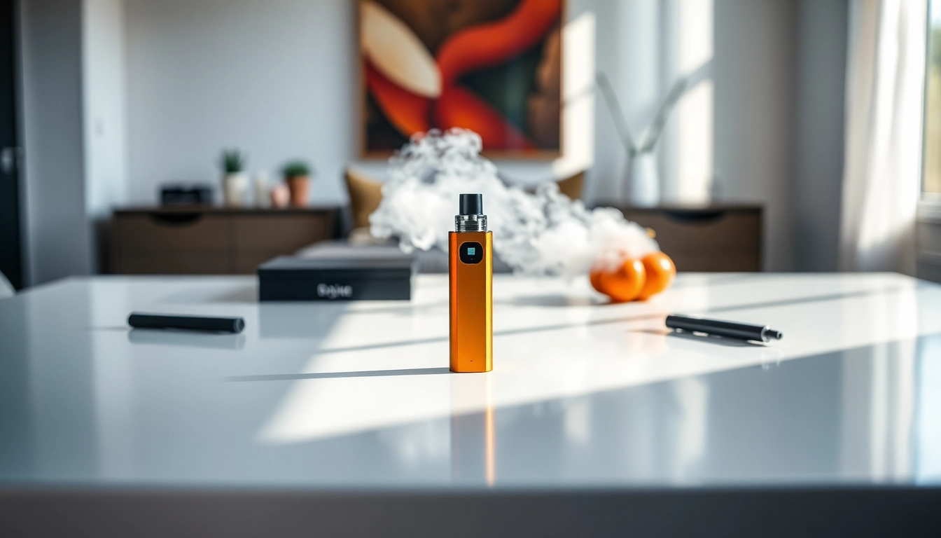 Showcasing a vibrant disposable vape device against a minimalistic background.
