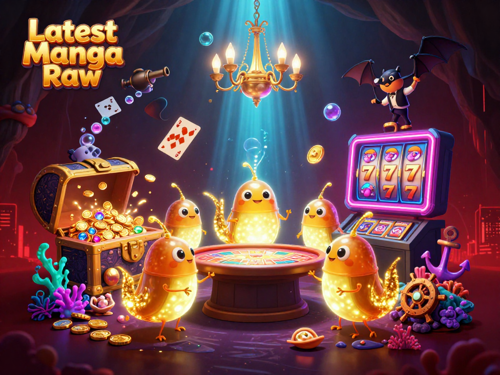 Experience the vibrant excitement of Latest Manga Raw in this dynamic casino scene with animated characters and rich game elements.
