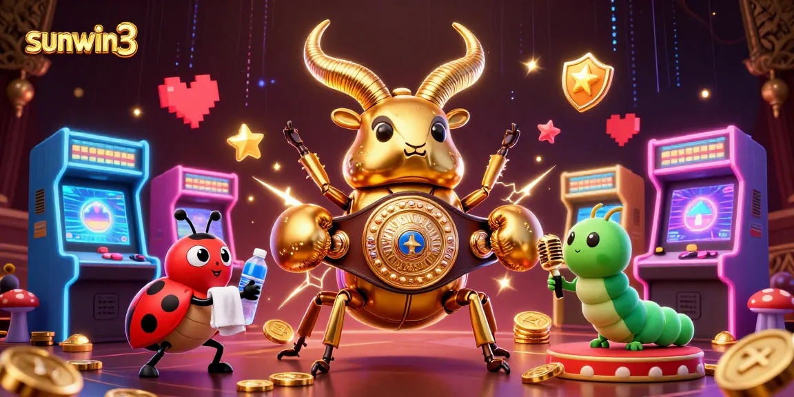 Witness the vibrant action at sunwin3 with a golden stag beetle champion in a casino showdown.