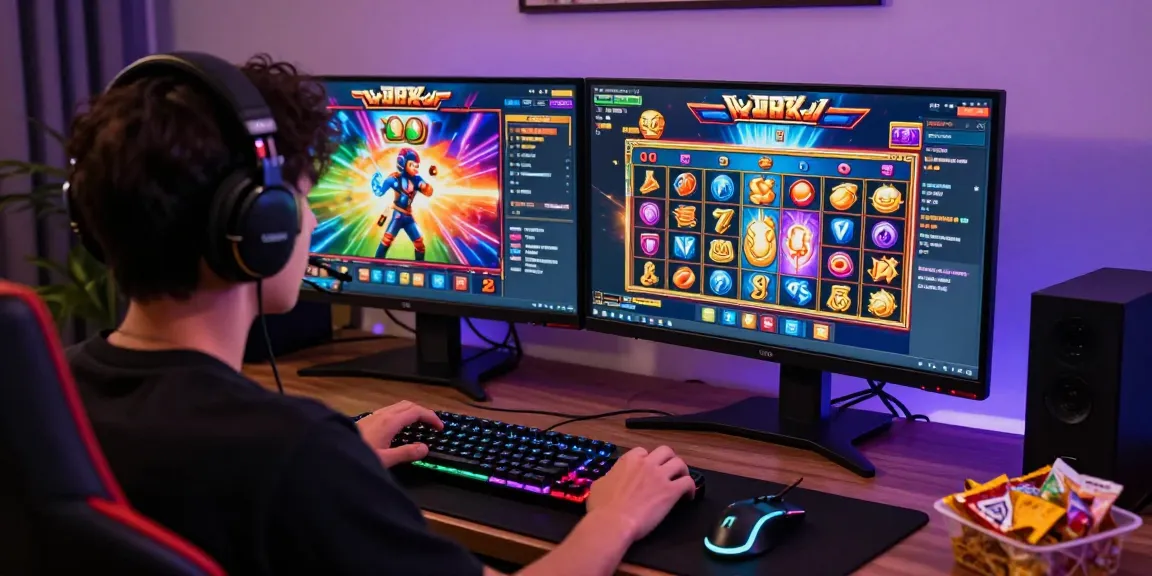 Exciting online gaming with dynamic slot depo 1000 action, player engaged in vibrant slot game.