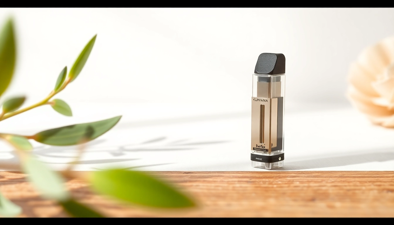 Showcase the premium kurvana cartridge against a soft white backdrop highlighting its elegant design.