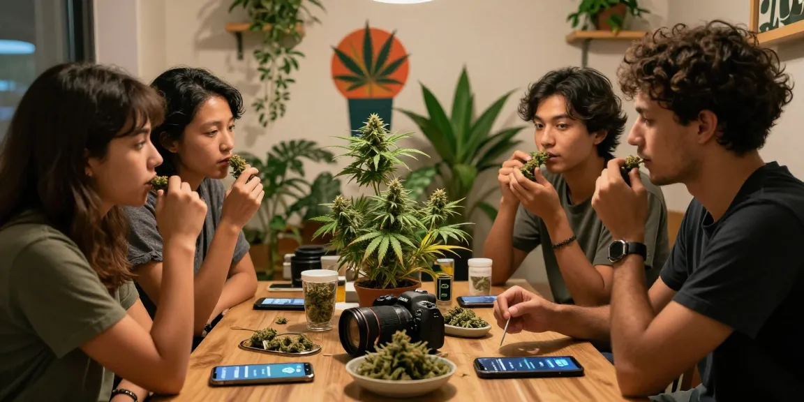 Engaged cannabis community discussing weed telegram london topics in a cozy space.