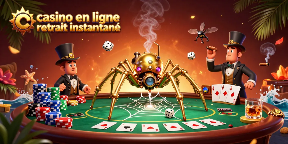 Jouez dans un casino en ligne retrait instantané avec une scène animée remplie d'excitation et de gains.
