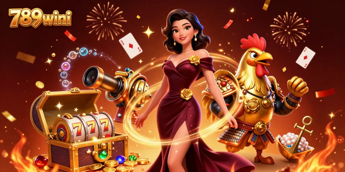 Experience exciting gameplay at 789wini with a glamorous illustrated scene featuring a casino vibe and dynamic elements.