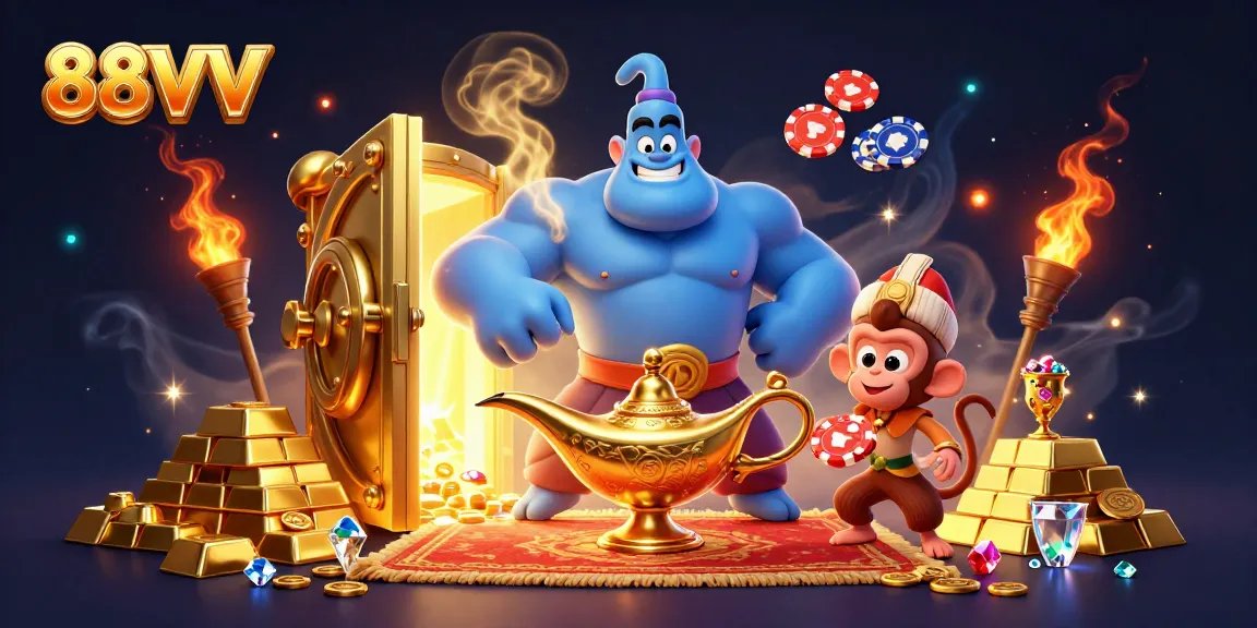 Experience the thrill of winning with 88VV's magical casino adventures featuring vibrant characters.