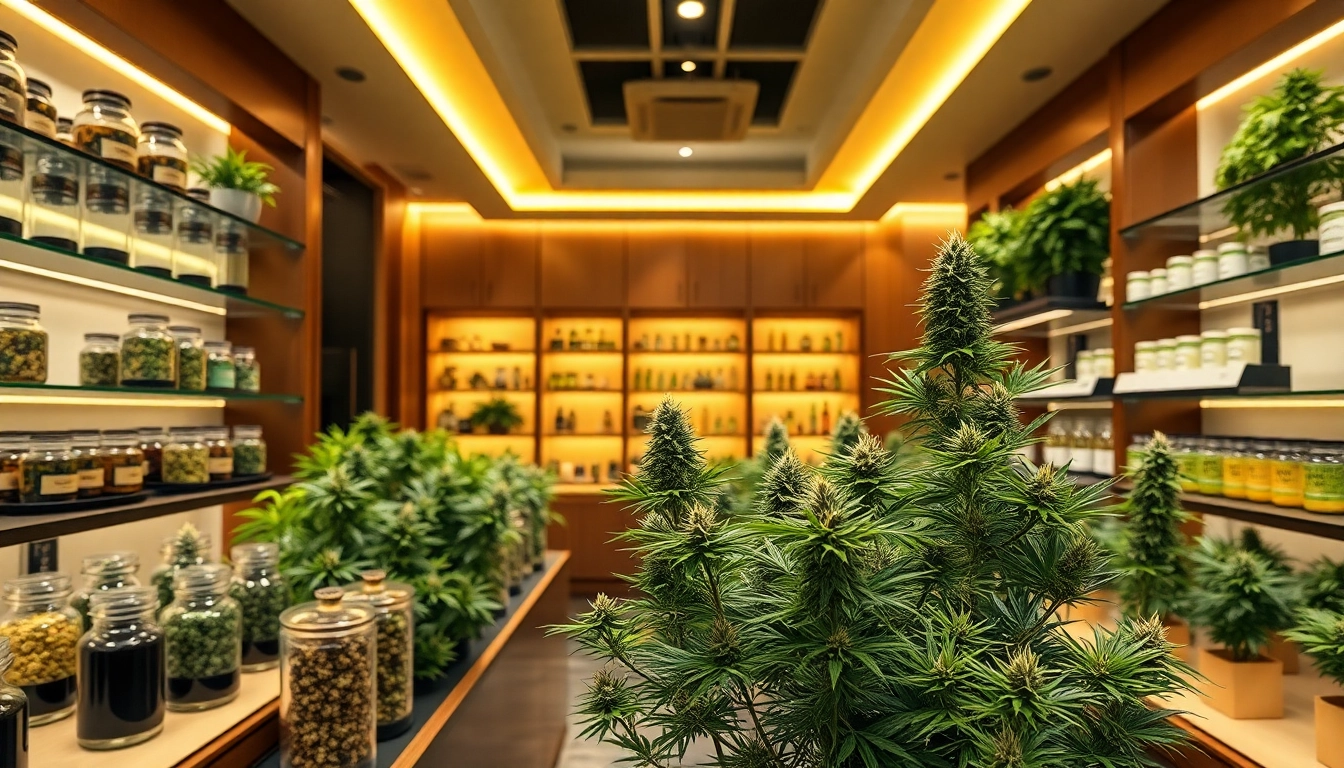Browse weed online at a stylish cannabis dispensary filled with premium products and plants.