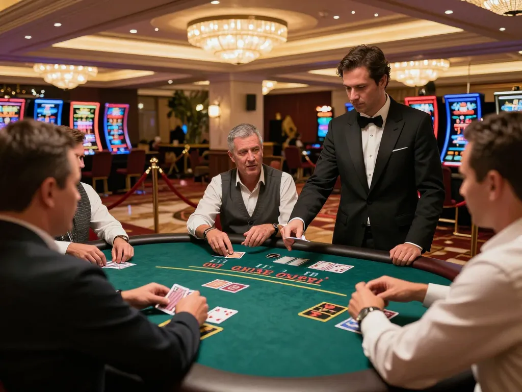Players enjoying blackjack at 388bet casino with engaging action and luxurious atmosphere