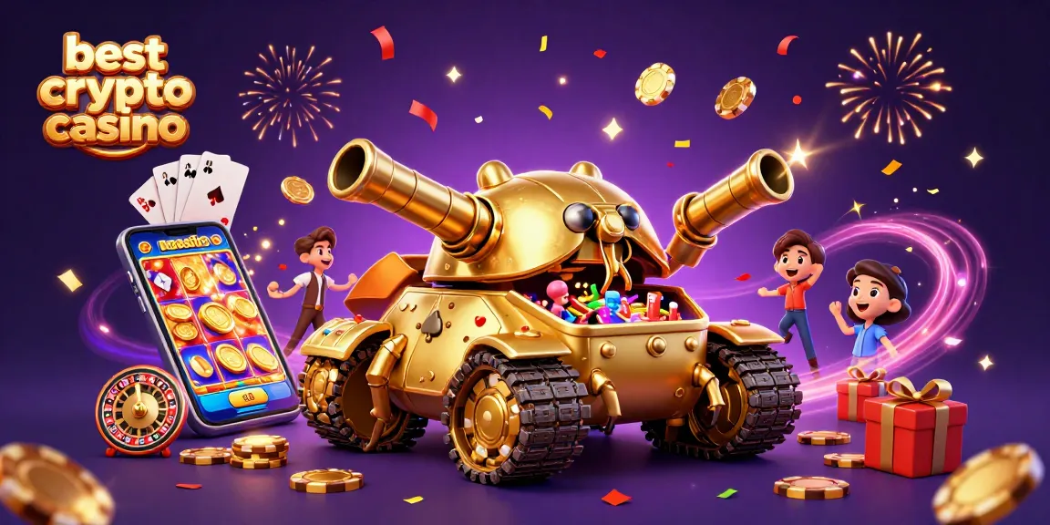 Jouez et gagnez dans le meilleur casino crypto avec un tank à insecte doré révélant un casino miniature.