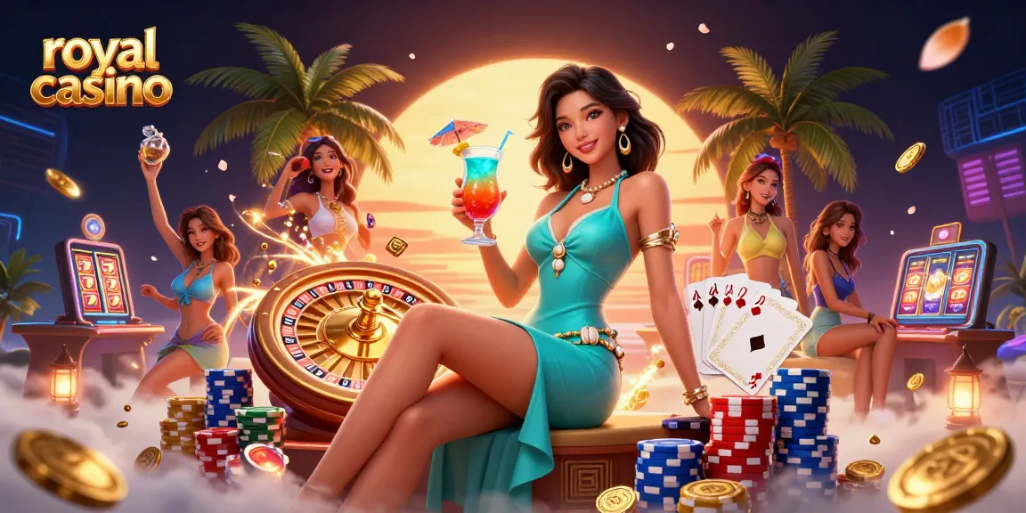 Experience exhilarating gameplay at royal casino with dynamic scenes featuring vibrant slot machines and enchanting characters.