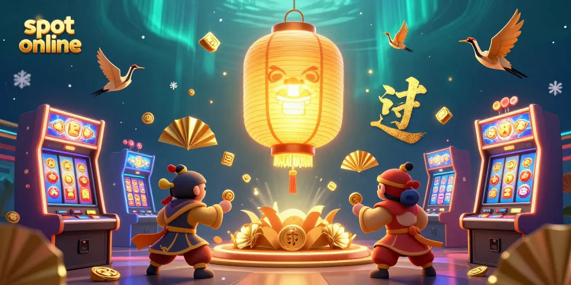 Experience the thrill of slot online with colorful arcade machines and lucky symbols illuminating the scene.
