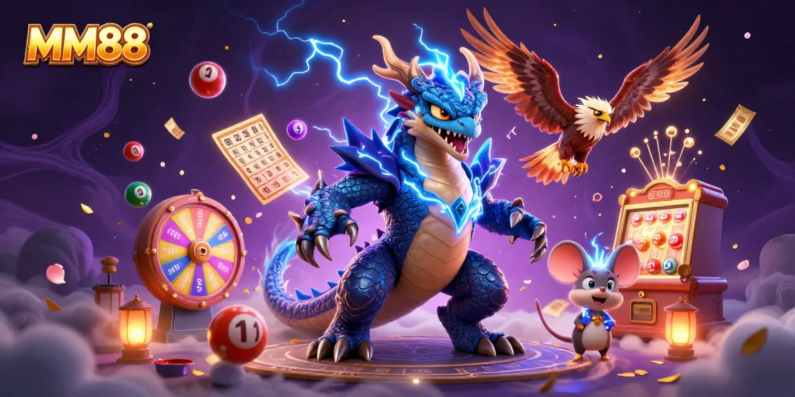 Experience thrilling moments at MM88 with vibrant game elements and unique characters in a dynamic scene.