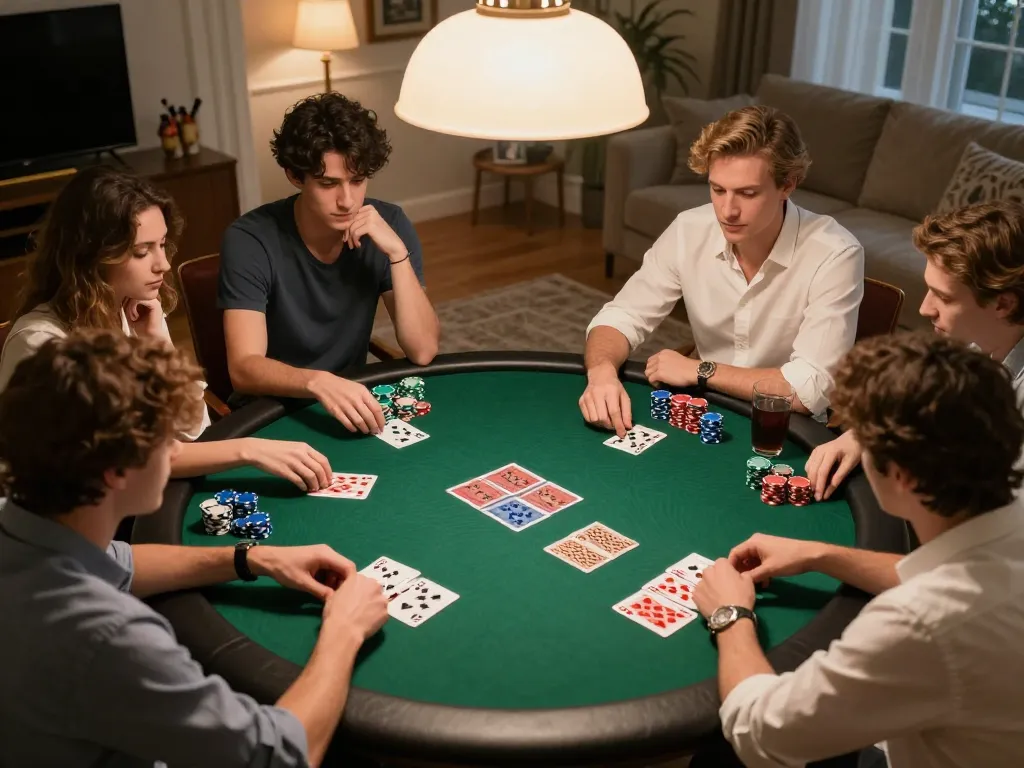 Engage in strategic poker gameplay with friends at home using keonhacai betting insights.