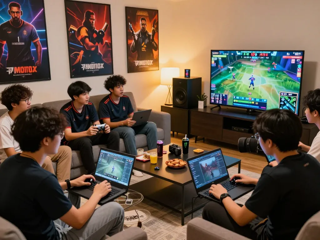 Dynamic esports betting scene in Singapore with gamers strategizing and enjoying competitive matches.