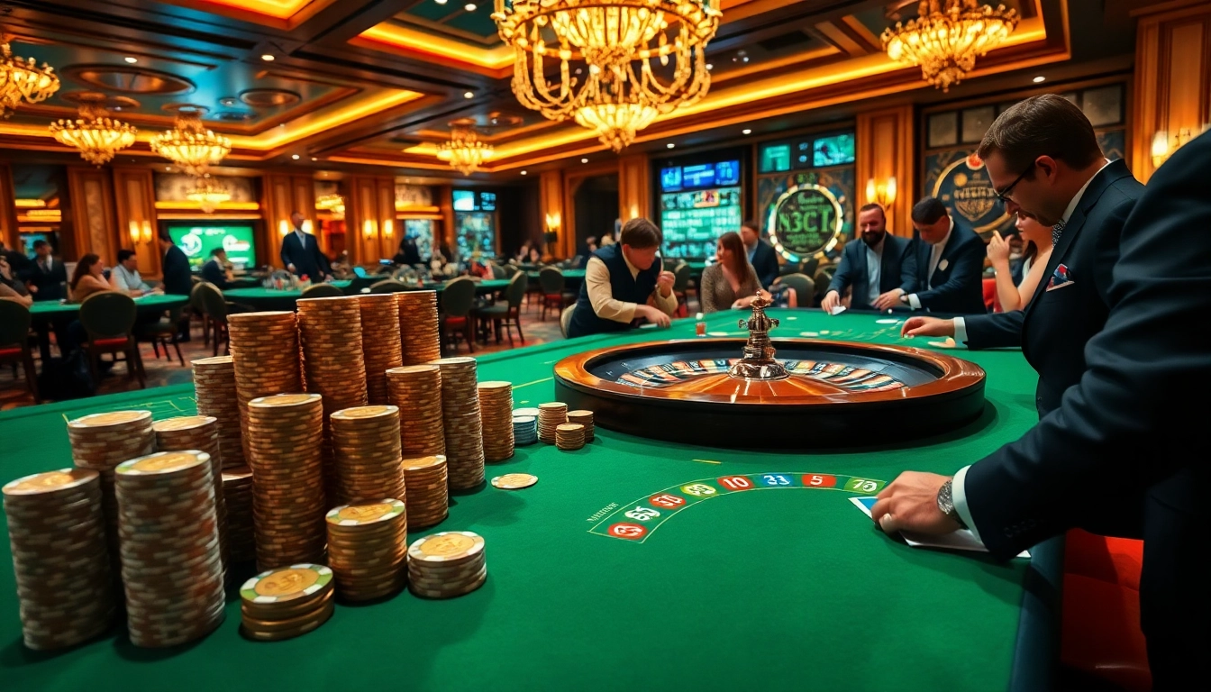 Experience the excitement of Nhà cái 11BET with players at a vibrant casino table.
