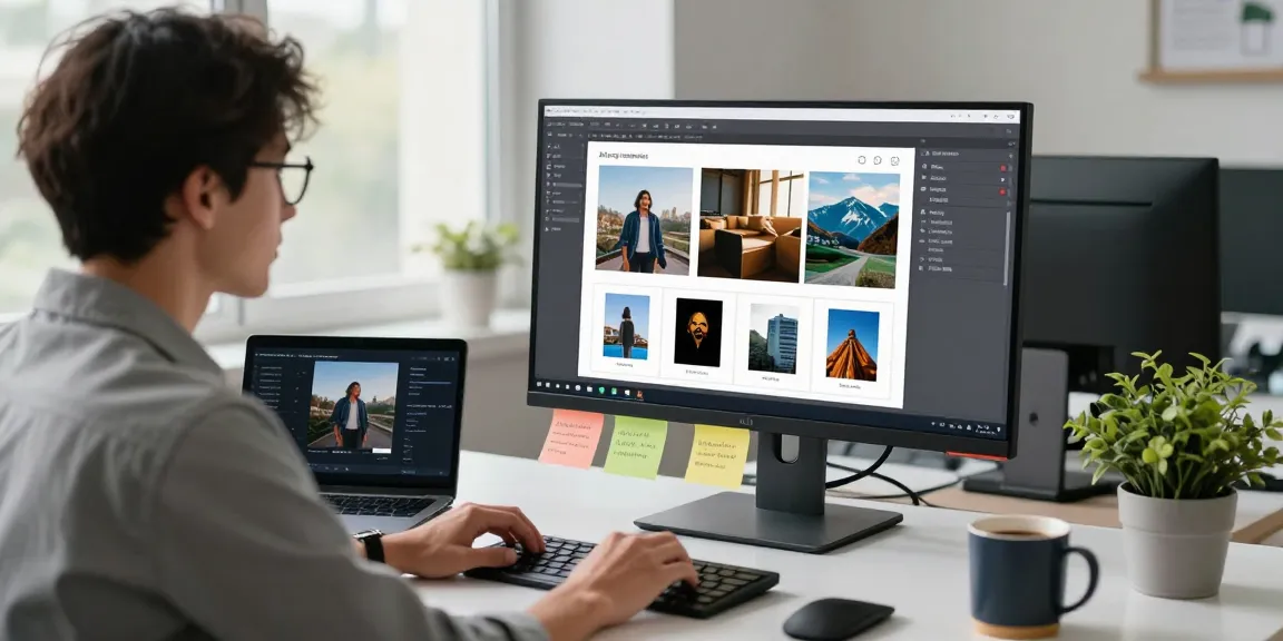 AI detector interface analysis in a modern workspace with a focused data analyst.