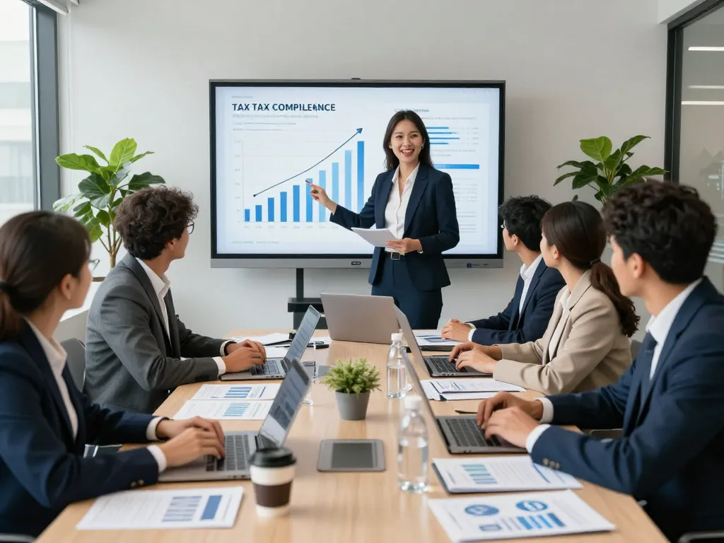 Check out this site showcasing a professional business meeting among Chartered Accountants in a modern conference room.
