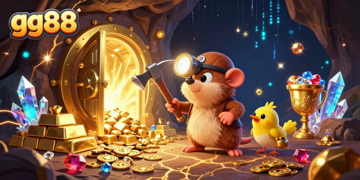 Experience the excitement of gg88 as the treasure hunter mole embarks on a dazzling adventure in a gold-filled casino.