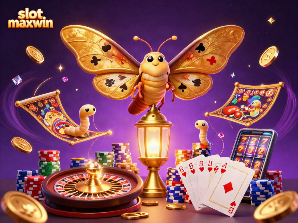 Win big with slot maxwin in a vibrant casino scene filled with animated game elements.