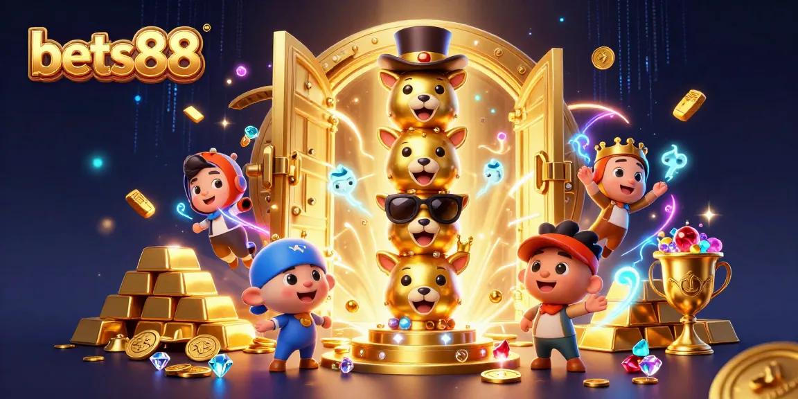 Bet88 players celebrate jackpots with a golden totem pole and engaging casino atmosphere.