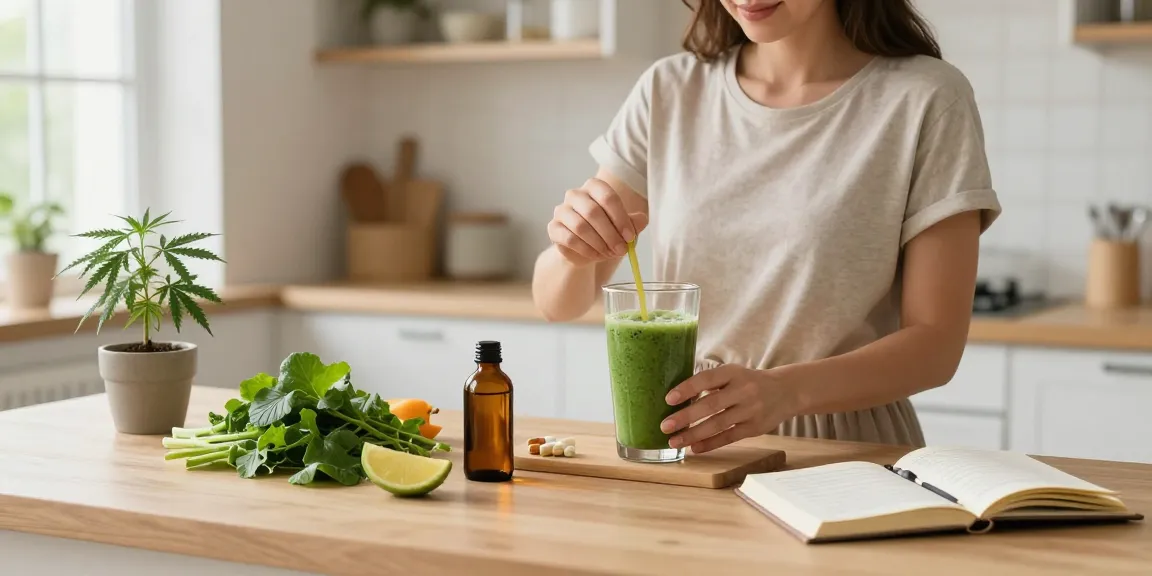 Marketing & Advertising: Aceite CBD orgánico y natural en rutina matutina de bienestar