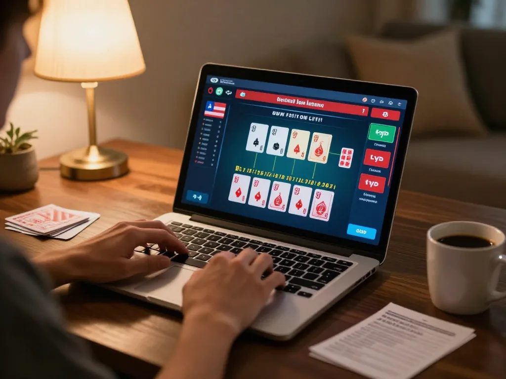 Engaging in blackjack on bj886 with dynamic online gameplay in a cozy home setting.