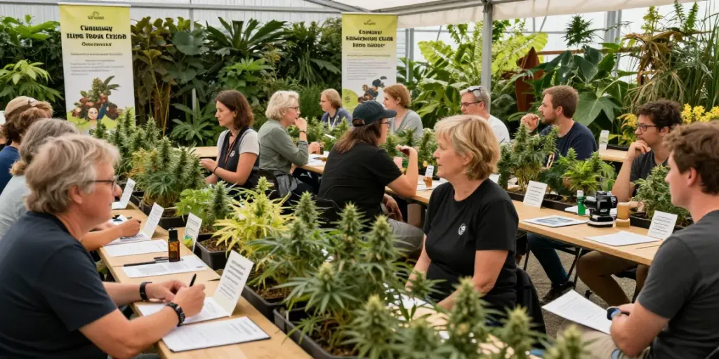 Cannabis club Oldenburg community gathering showcasing members sharing knowledge and camaraderie.